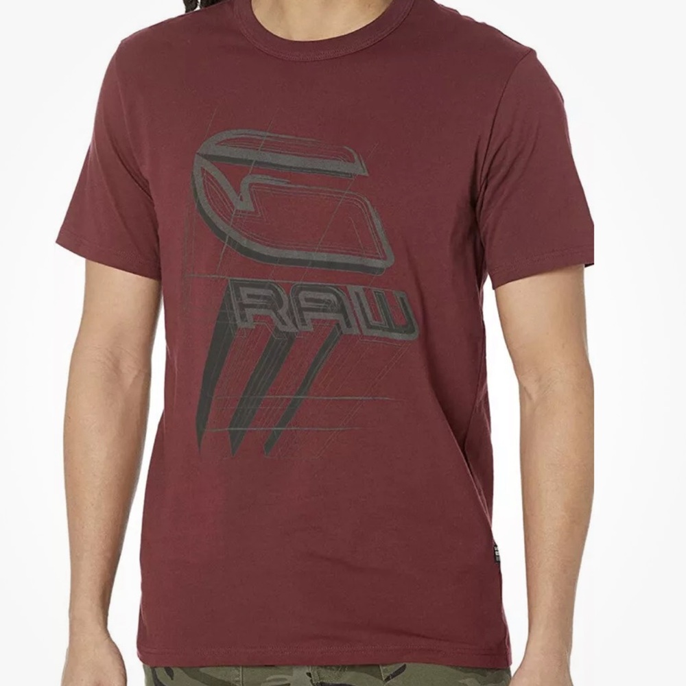 G- Star Raw Perspective Logo Port Red Short Sleeve Cotton Tee Men’s Medium NWT